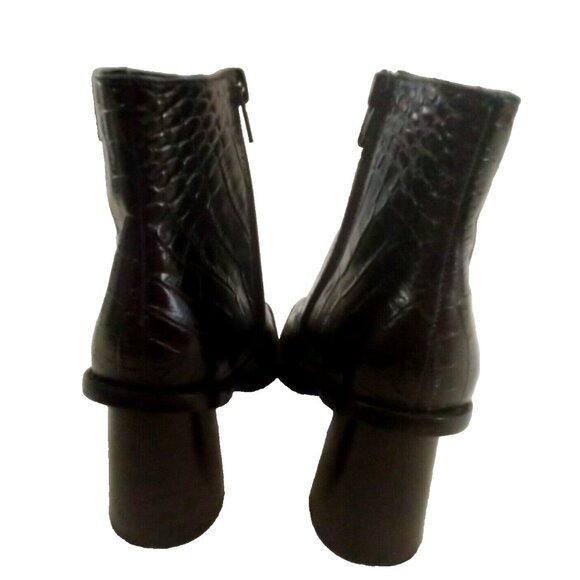 Gibson Latimer Vina Leather Croc Embossed Block Heel Ankle Boots - 7M - Picture 7 of 9
